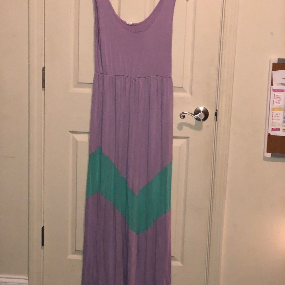 purple and teal dress